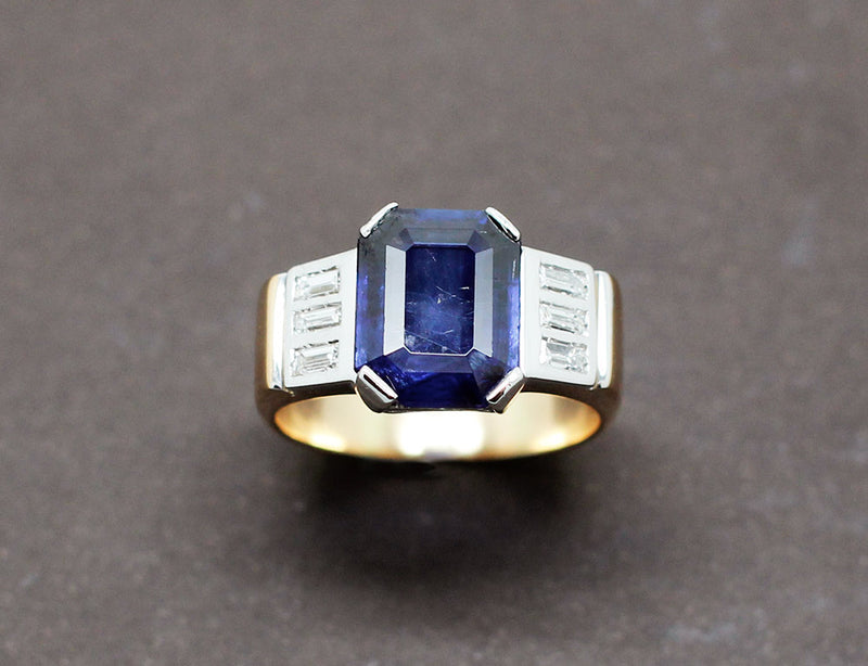 Bague Art Déco Saphir Diamants