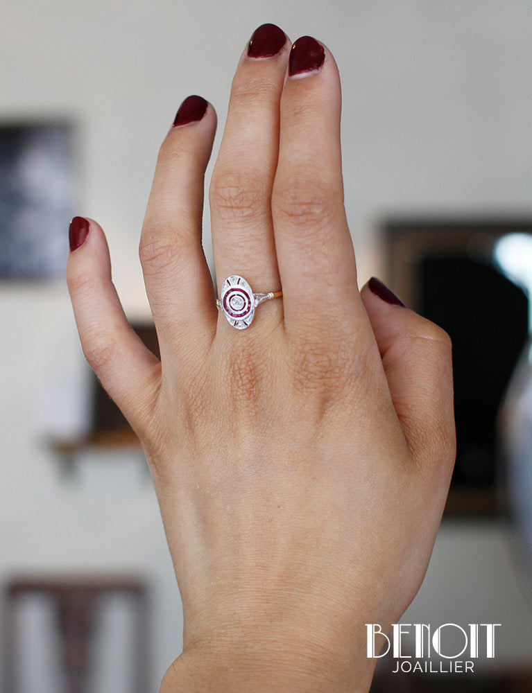 Bague Art Déco Diamants et Verneuils