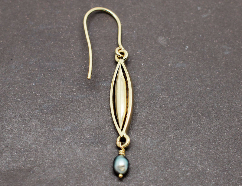 Boucles D'Oreilles Pendantes Or Jaune Perles "Les Recyclés"