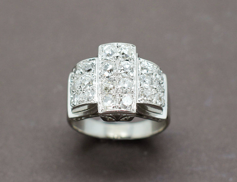 Bague Art Déco Diamants Platine