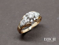 Bague 1950 Or Jaune Platine Diamants