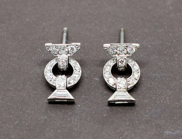 Boucles d'Oreilles Art Déco Diamants