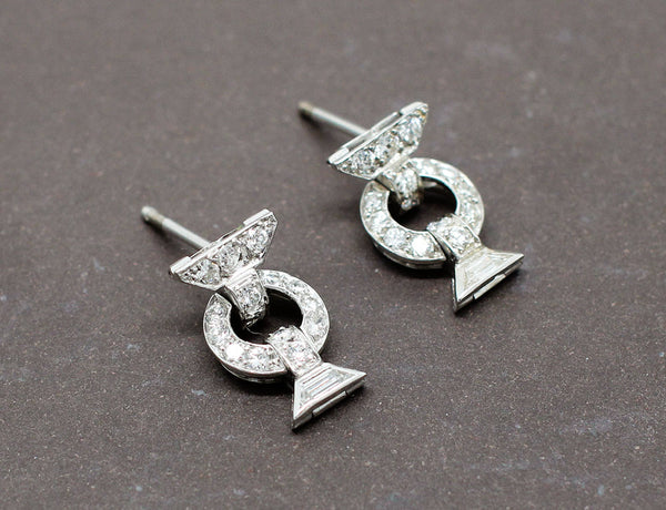 Boucles d'Oreilles Art Déco Diamants