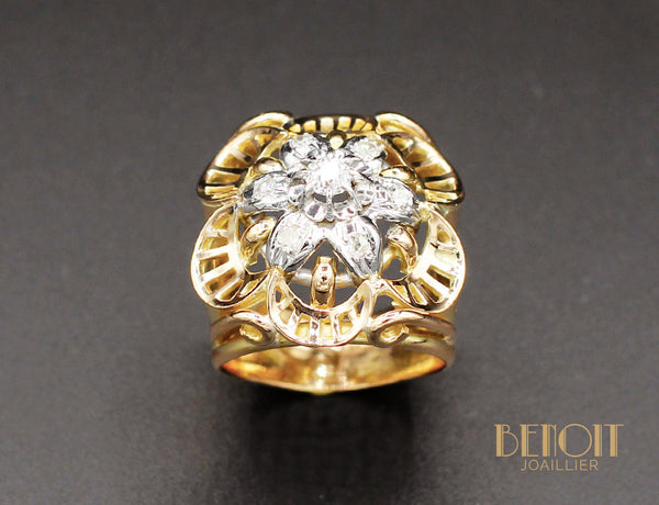 Bague Fleur 1950 Or Jaune Diamants