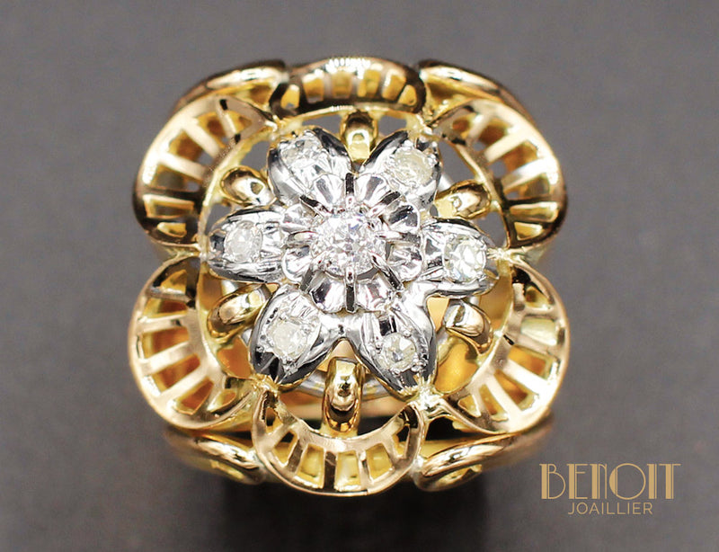 Bague Fleur 1950 Or Jaune Diamants