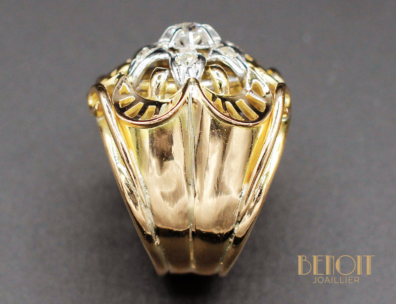 Bague Fleur 1950 Or Jaune Diamants