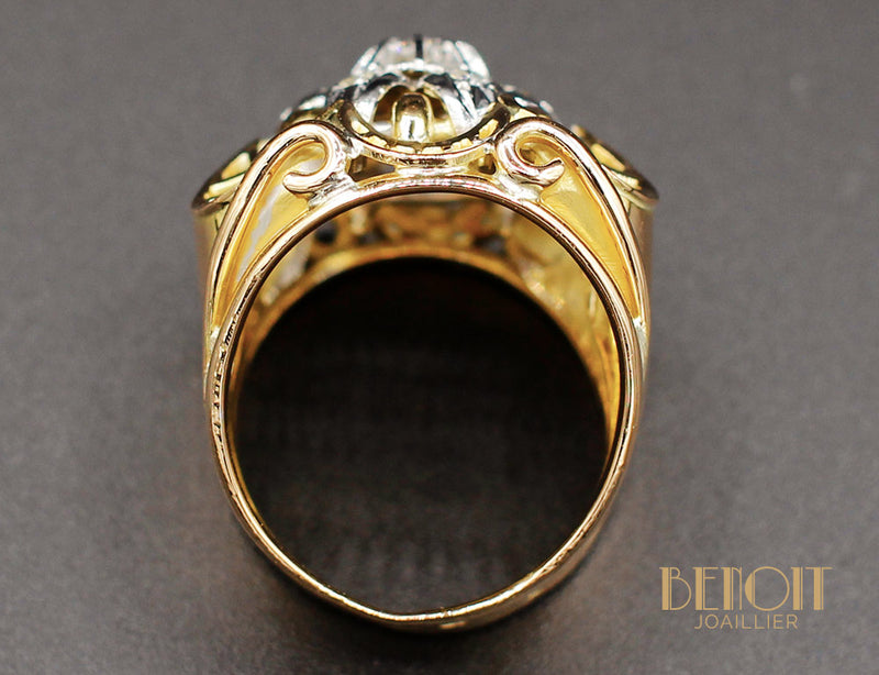 Bague Fleur 1950 Or Jaune Diamants