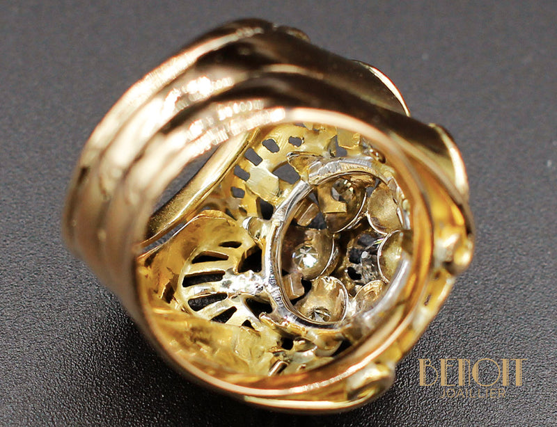 Bague Fleur 1950 Or Jaune Diamants