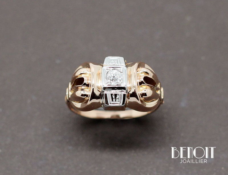 Bague 1950 Or Rose Diamants