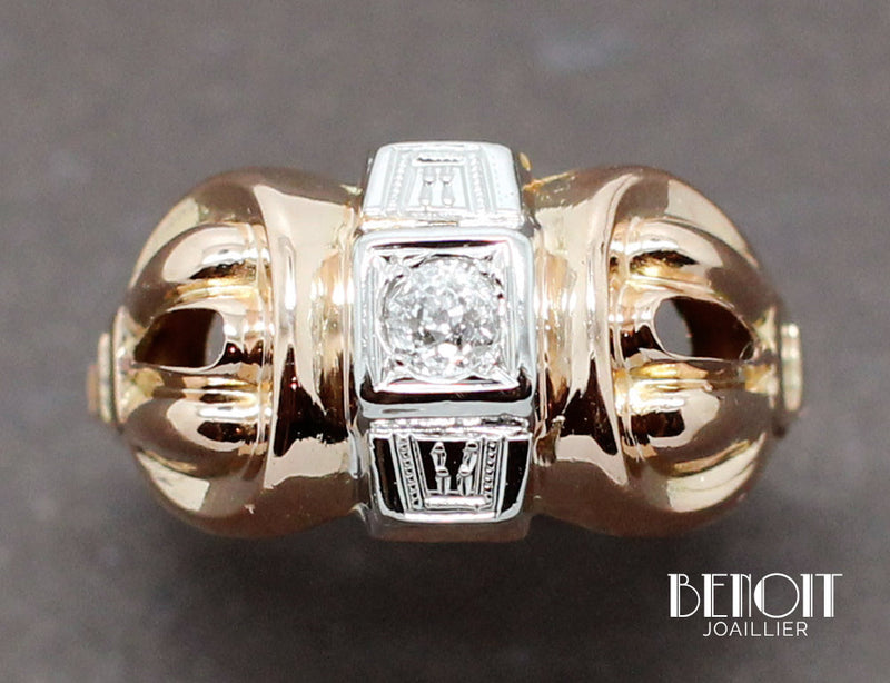 Bague 1950 Or Rose Diamants
