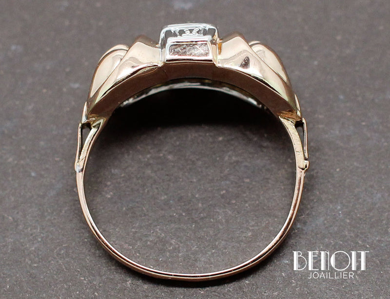 Bague 1950 Or Rose Diamants