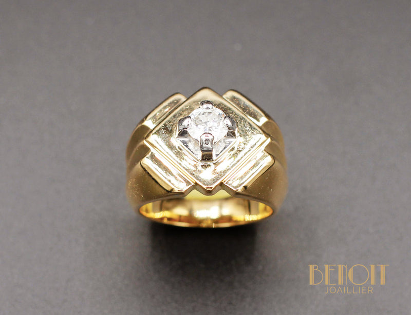 Bague Tank Or Jaune Diamant