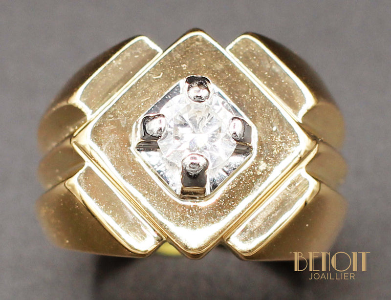 Bague Tank Or Jaune Diamant