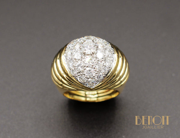 Bague Boule Or Jaune Diamants
