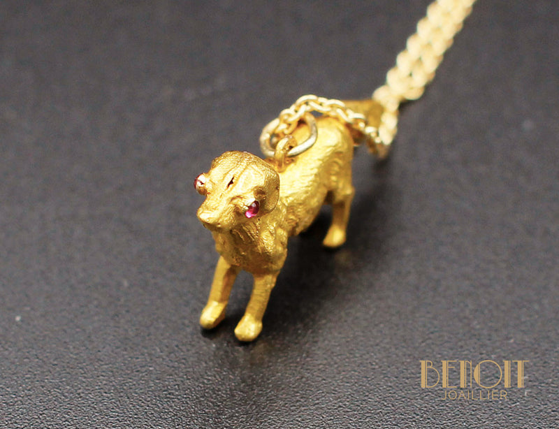 Pendentif "Chien" Or Grenats XIXe