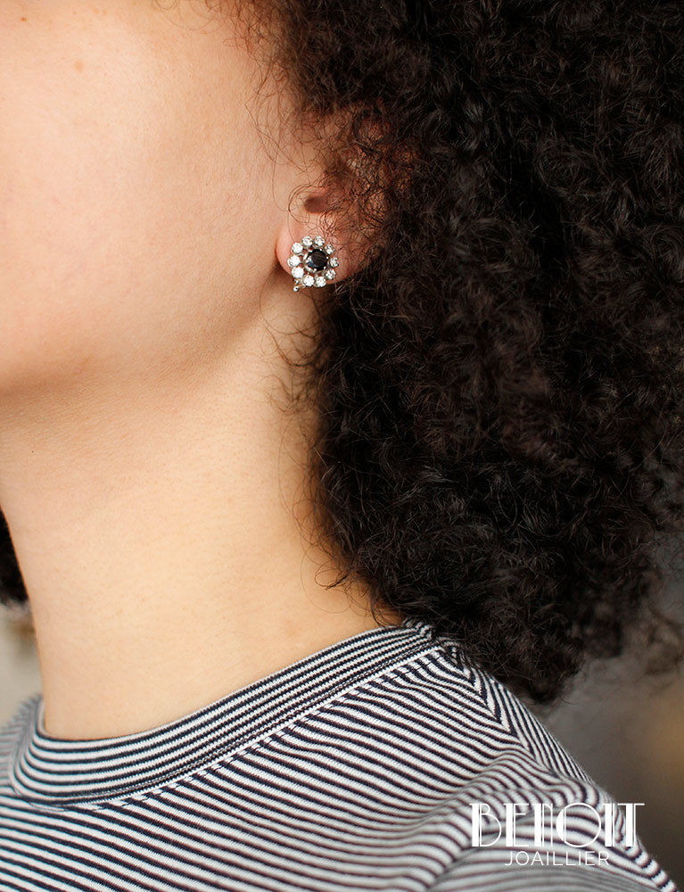 Boucles d'oreilles Saphirs Entourage Diamants