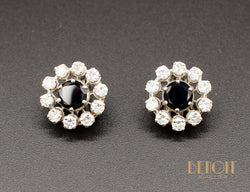 Boucles d'oreilles Saphirs Entourage Diamants