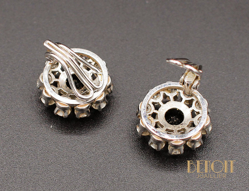 Boucles d'oreilles Saphirs Entourage Diamants