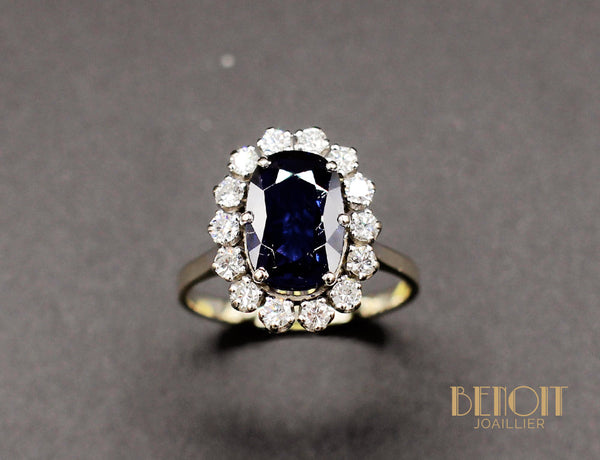 Bague Saphir Entourage Diamants