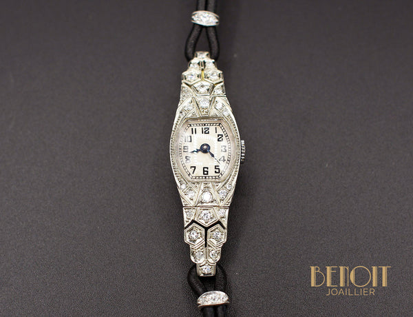 Montre Art Déco Or Blanc Diamants