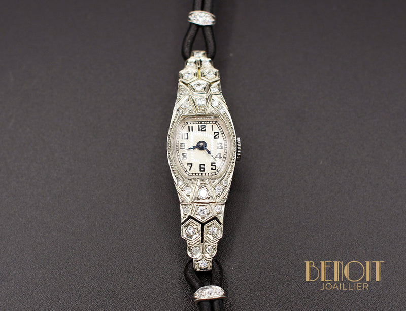 Montre Art Déco Or Blanc Diamants