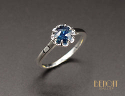 Solitaire Ancien Saphir Platine