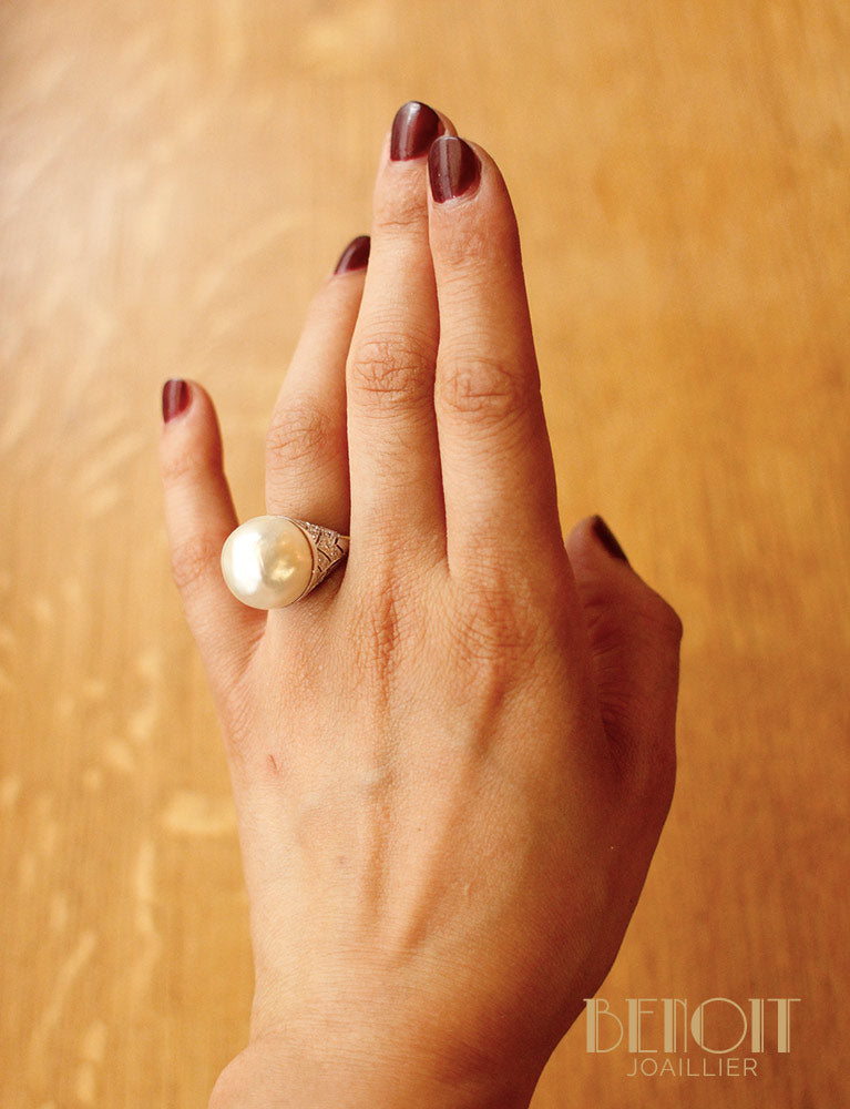 Bague Art Déco Perle Mabé Diamants