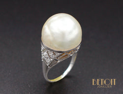 Bague Art Déco Perle Mabé Diamants