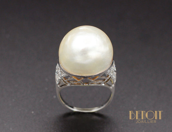 Bague Art Déco Perle Mabé Diamants