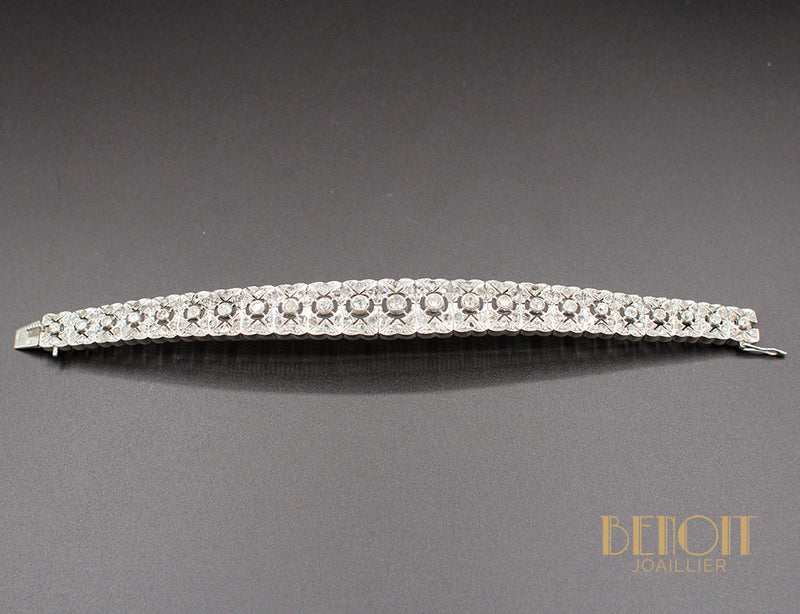 Bracelet Art Déco Argent Diamants