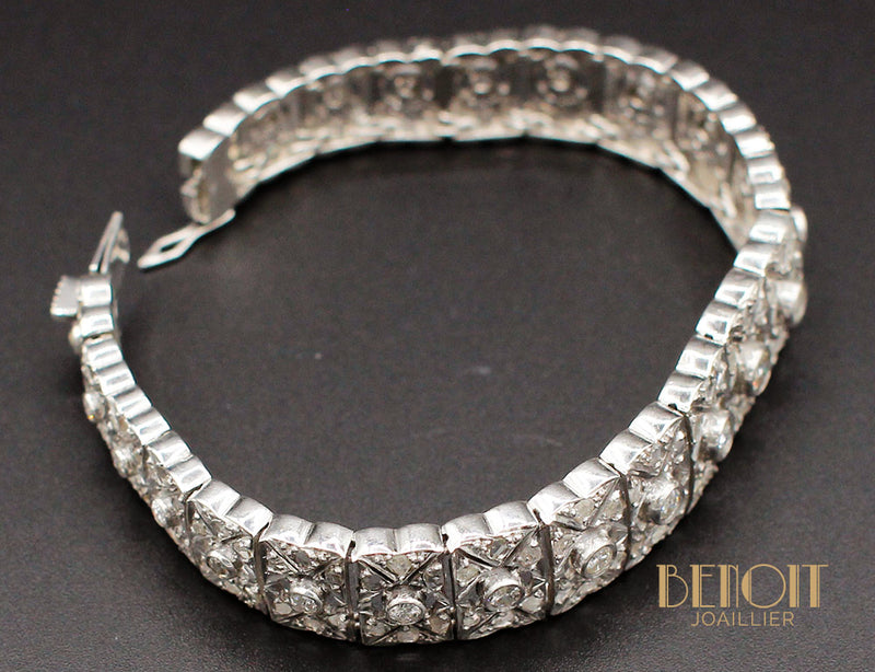 Bracelet Art Déco Argent Diamants