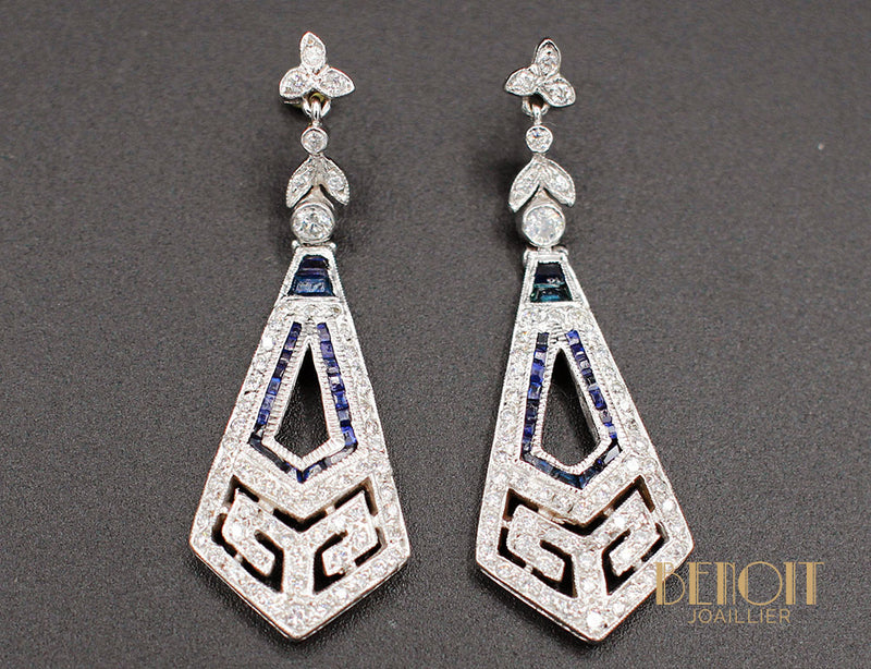 Boucles d'oreilles Art Déco Diamants