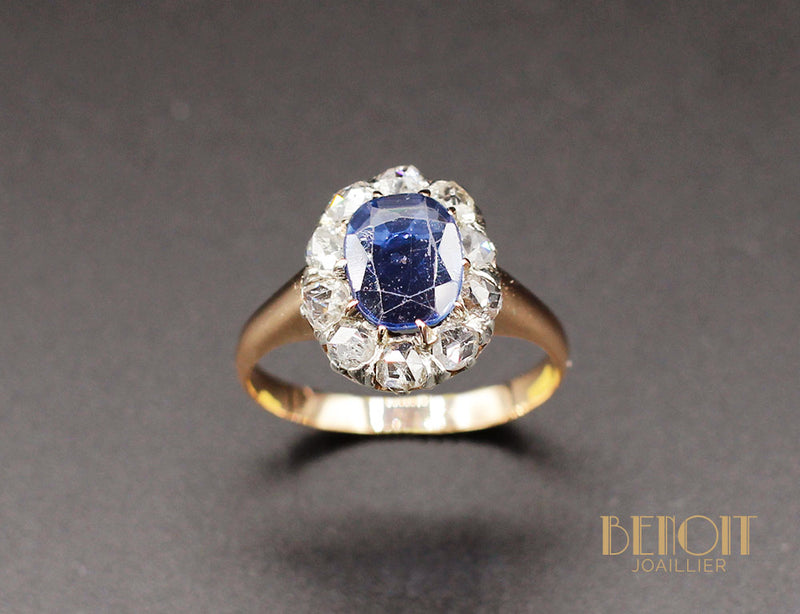 Bague Saphir Entourage Diamants