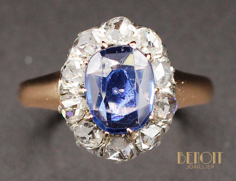 Bague Saphir Entourage Diamants