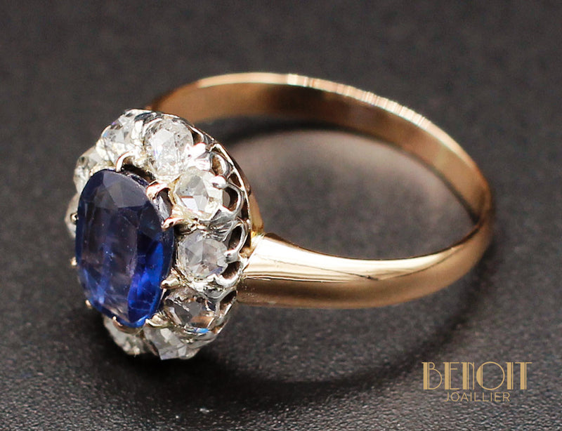 Bague Saphir Entourage Diamants