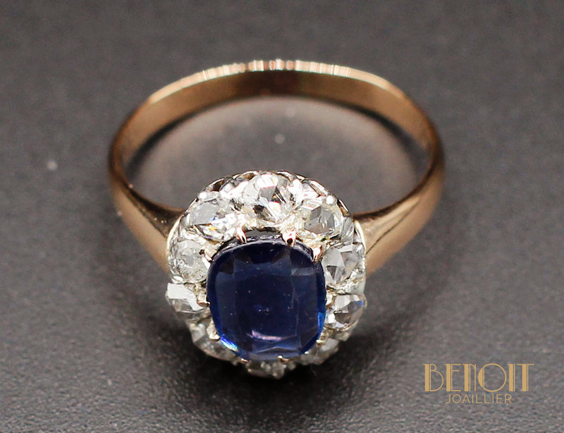 Bague Saphir Entourage Diamants