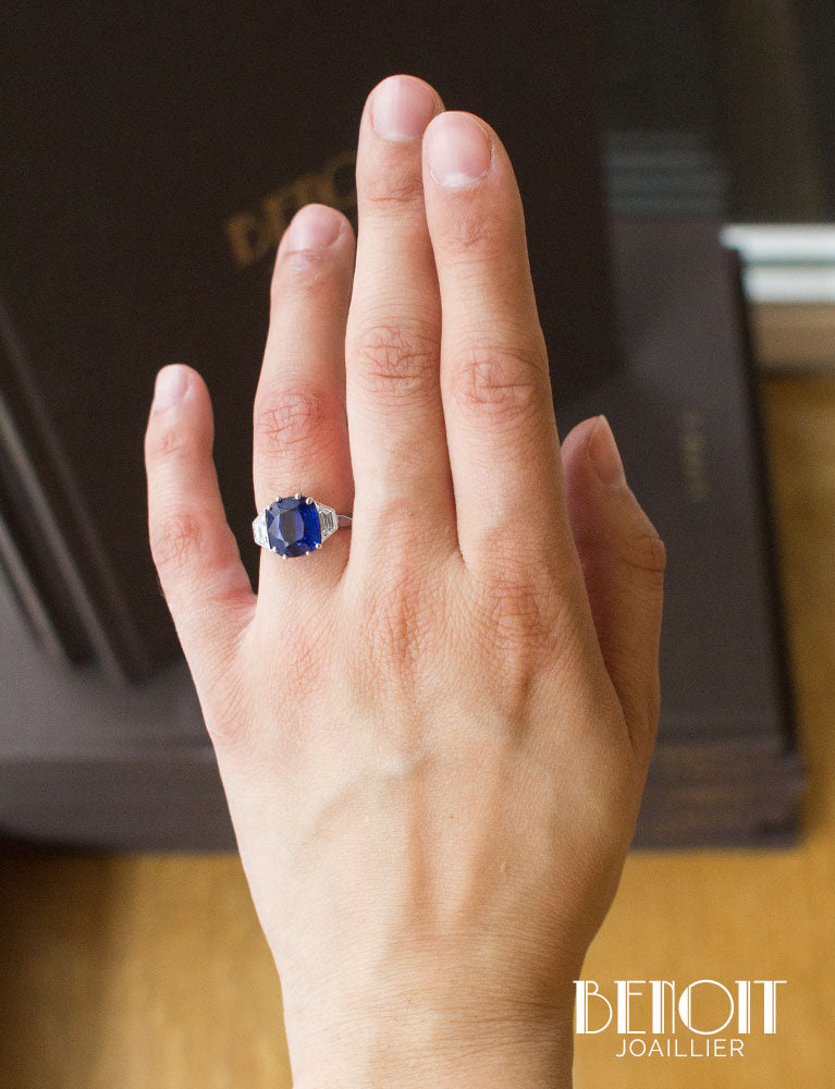 Bague Art Déco Saphir Diamants