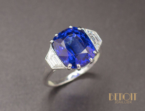 Bague Art Déco Saphir Diamants
