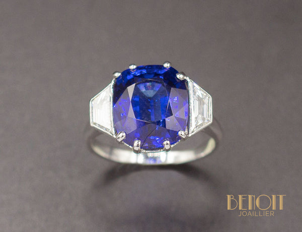 Bague Art Déco Saphir Diamants