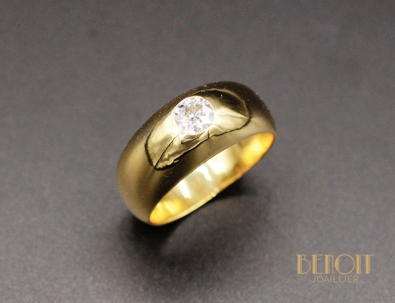 Bague Jonc Or Jaune Diamant