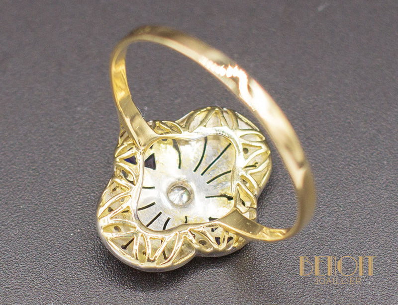Bague Art Déco Diamant Saphirs