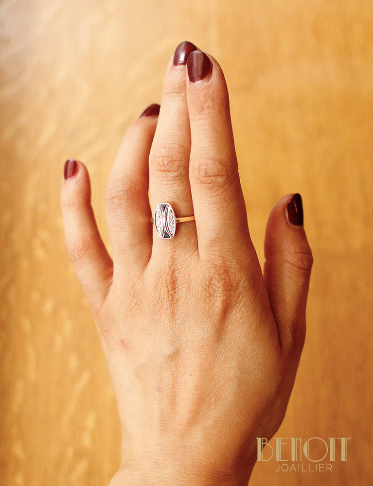 Bague Art Déco Saphirs Diamants