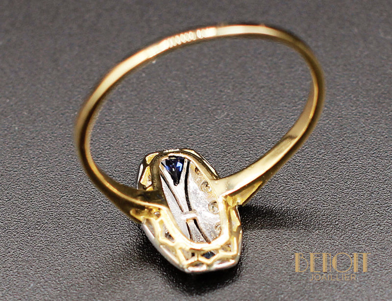 Bague Art Déco Saphirs Diamants