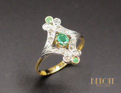 Bague Ancienne Emeraudes Diamants