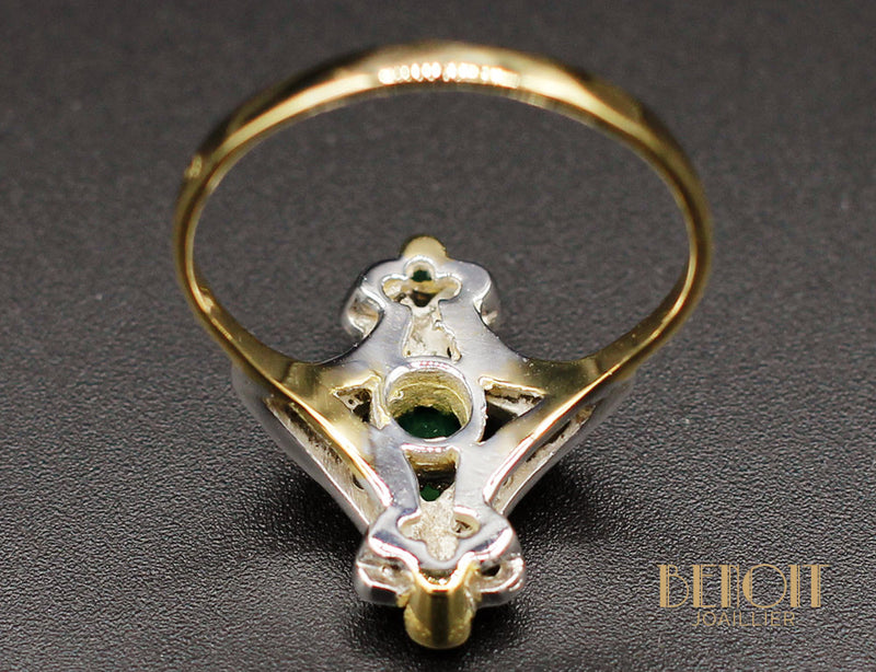 Bague Ancienne Emeraudes Diamants