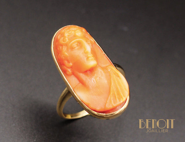 Bague Marquise Camée de Corail XIXe