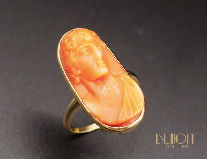 Bague Marquise Camée de Corail XIXe
