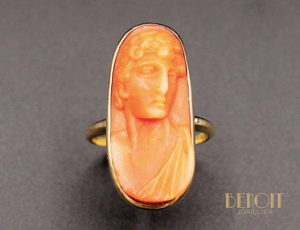 Bague Marquise Camée de Corail XIXe