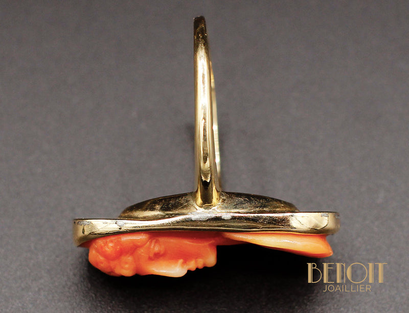 Bague Marquise Camée de Corail XIXe