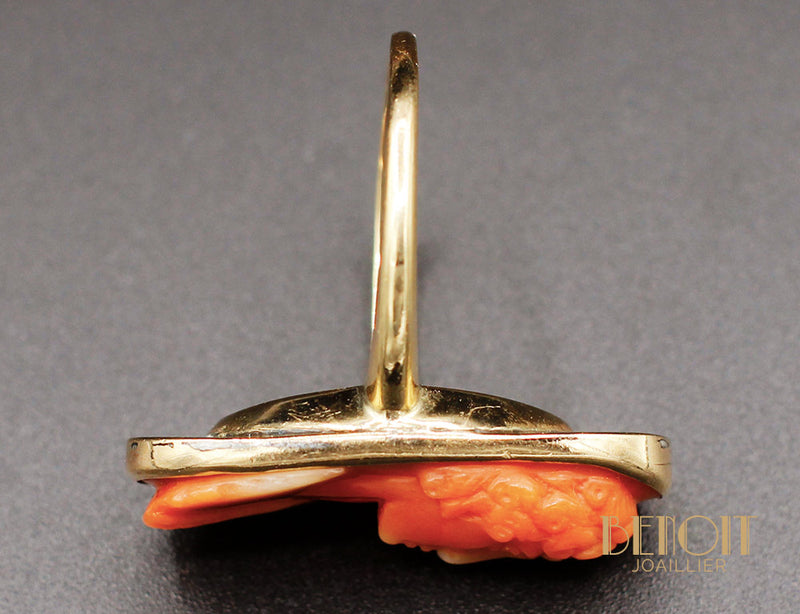 Bague Marquise Camée de Corail XIXe